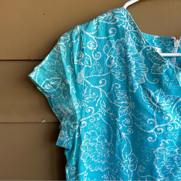 Vintage Talbots Linen Floral Shift Dress - Size 6 - Summer Modest Casual Beach - Picture 2 of 5